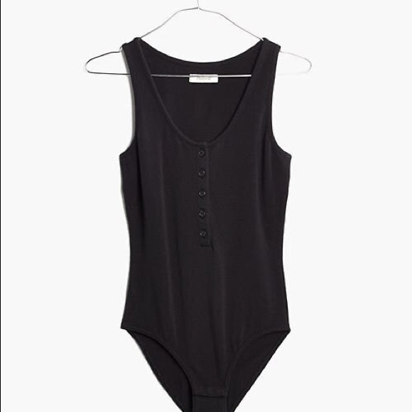 Madewell Tops - Madewell Indie Henley Bodysuit Black